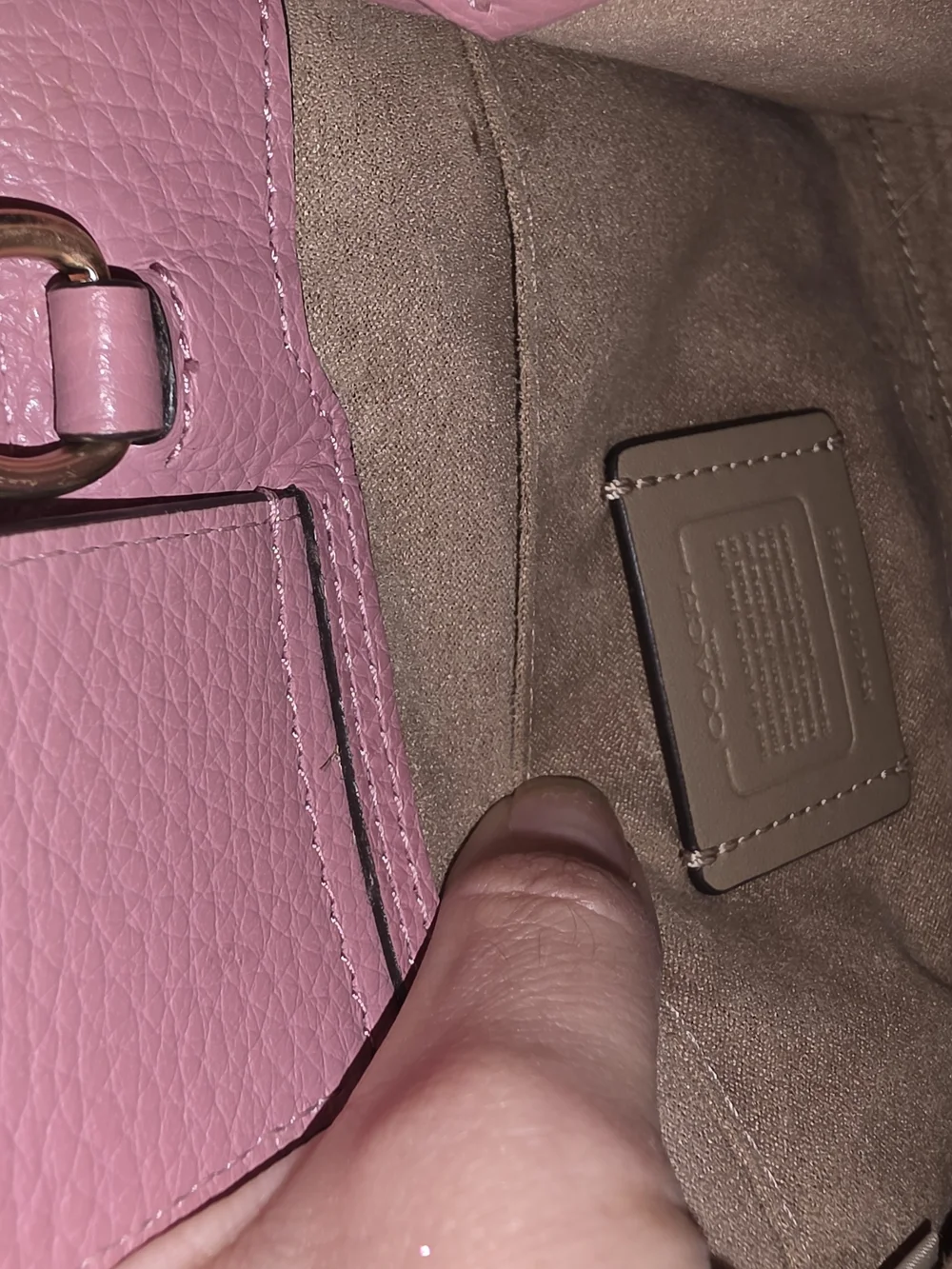 Coach Cream Mini Tote with Pink Floral Accents and Gold Chain